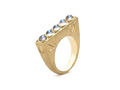 18kt yellow gold Moonstone bar ring with 1.5 cts moonstone. Available in white, yellow, or rose gold.
